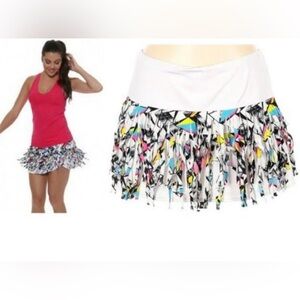 NWT XS Lucky In Love Tennis Skort Skirt multi color colorful fringe RARE! PIckle